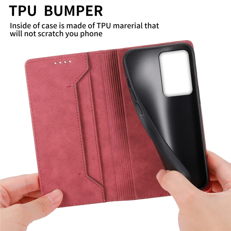 DF-05 Mobile Phone Case for Xiaomi 13 Lite / Civi 2 5G , Wallet PU Leather Anti-Scratch RFID Blocking Stand Cover - Red