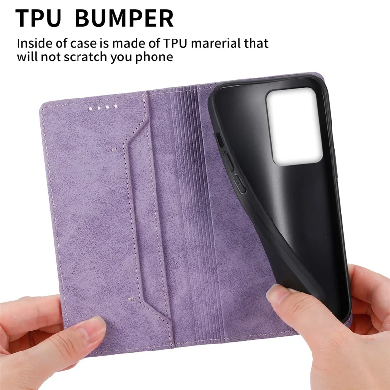 DF-05 Mobile Phone Case for Xiaomi 13 Lite / Civi 2 5G , Wallet PU Leather Anti-Scratch RFID Blocking Stand Cover - Purple