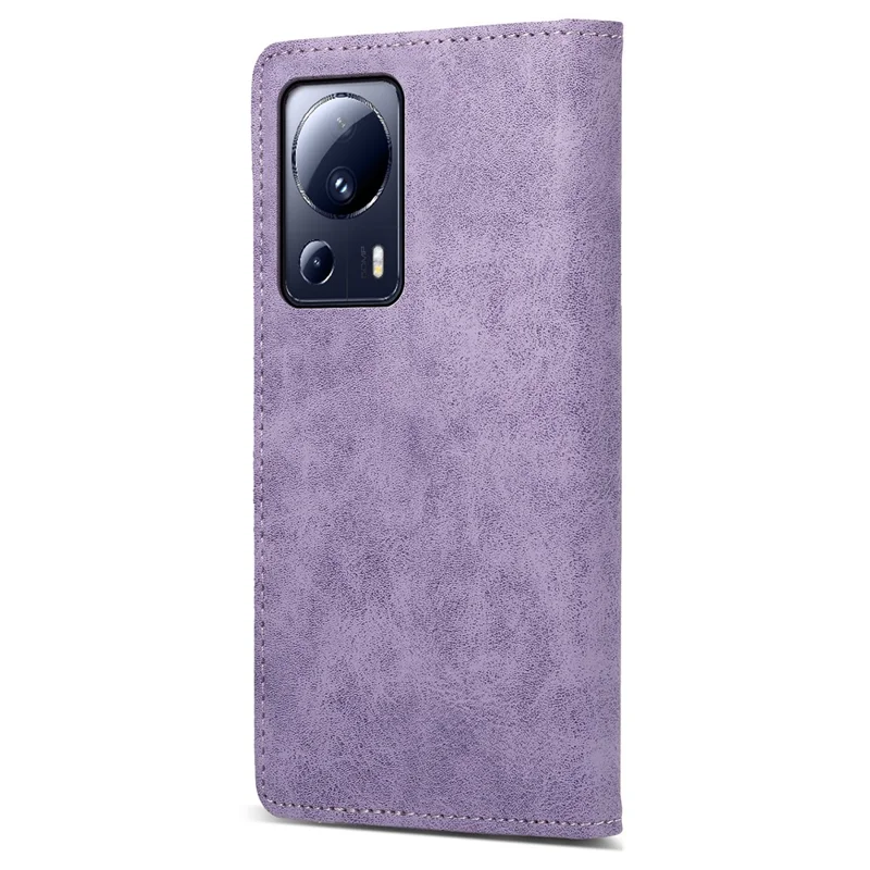 DF-05 Mobile Phone Case for Xiaomi 13 Lite / Civi 2 5G , Wallet PU Leather Anti-Scratch RFID Blocking Stand Cover - Purple