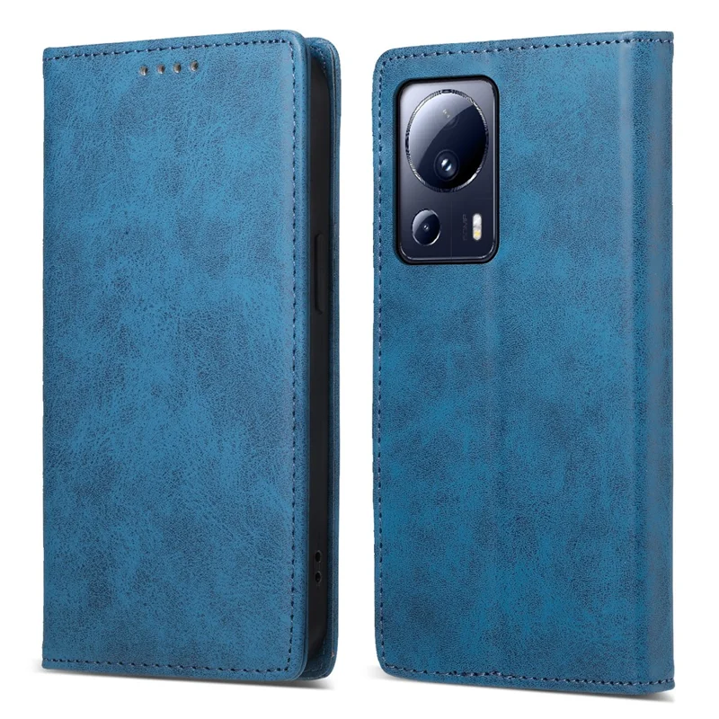 DF-05 Mobile Phone Case for Xiaomi 13 Lite / Civi 2 5G , Wallet PU Leather Anti-Scratch RFID Blocking Stand Cover - Blue