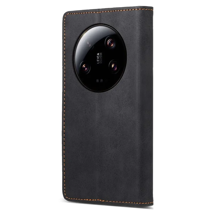 Estuche de Teléfono con Bloqueo RFID para Xiaomi 13 Ultra, Cartera de Cuero PU con Revestimiento Mate TPU Soporte - Negro 