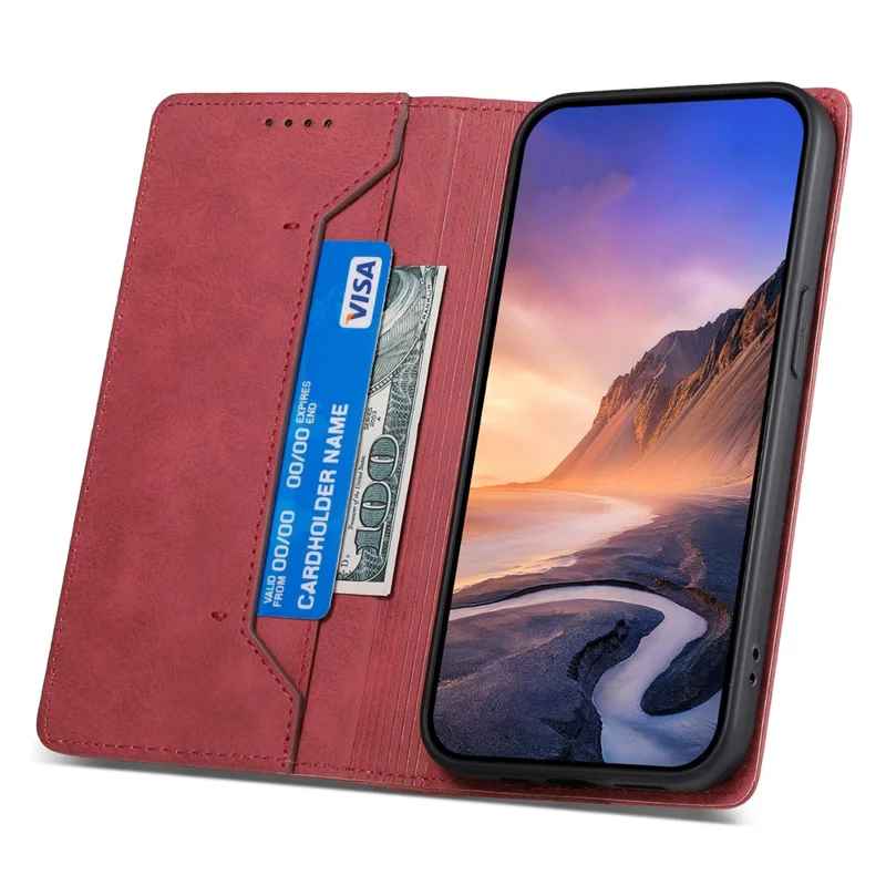 DF-05 RFID Blocking Phone Case For Xiaomi 13 Ultra , Wallet PU Leather Coated Matte TPU Stand Cover - Red