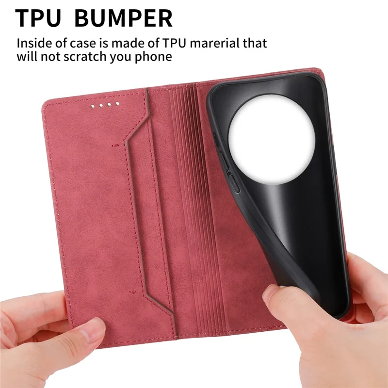 DF-05 RFID Blocking Phone Case For Xiaomi 13 Ultra , Wallet PU Leather Coated Matte TPU Stand Cover - Red