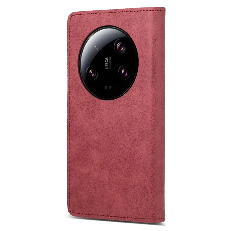 DF-05 RFID Blocking Phone Case For Xiaomi 13 Ultra , Wallet PU Leather Coated Matte TPU Stand Cover - Red