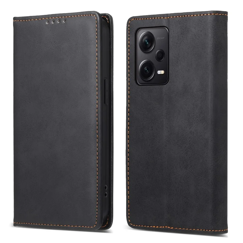 DF-05 per Xiaomi Redmi Note 12 Pro+ 5G Custodia per telefono Slim-Fit RFID Blocking Stand Wallet PU Leather Cover - Nero