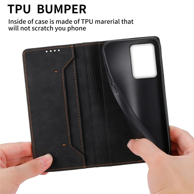 DF-05 per Xiaomi Redmi Note 12 Pro+ 5G Custodia per telefono Slim-Fit RFID Blocking Stand Wallet PU Leather Cover - Nero