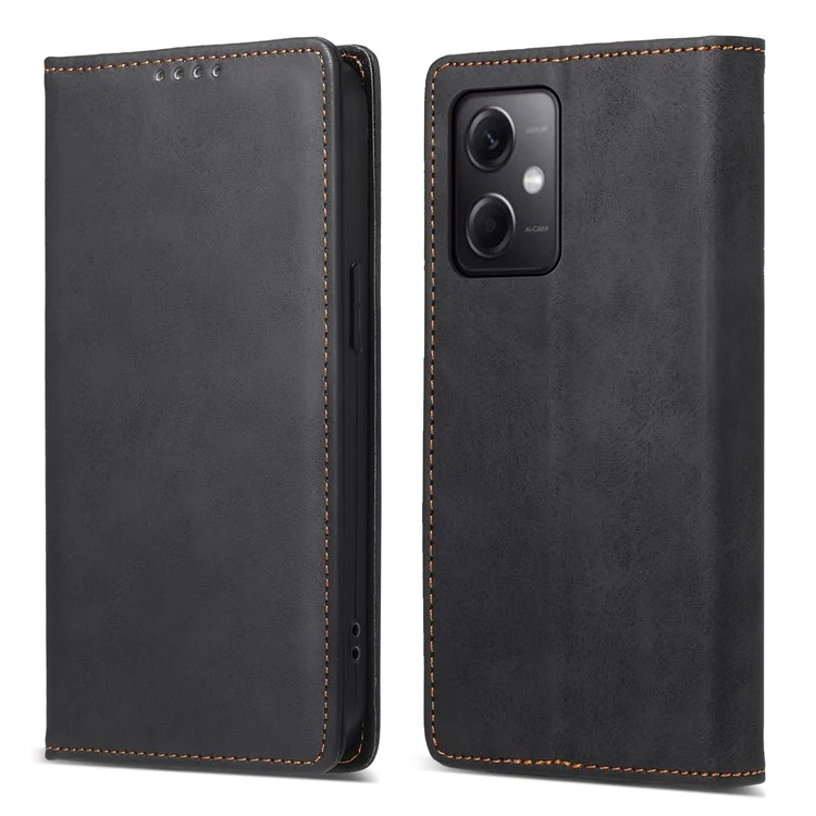 DF-05 Для Xiaomi Redmi Note 12 5G (Китай) / (Индия) / (Глобальный) / Poco X5 5G Ретро кожаный чехол для телефона RFID с блокировкой бумажника и подставкой - Черный
