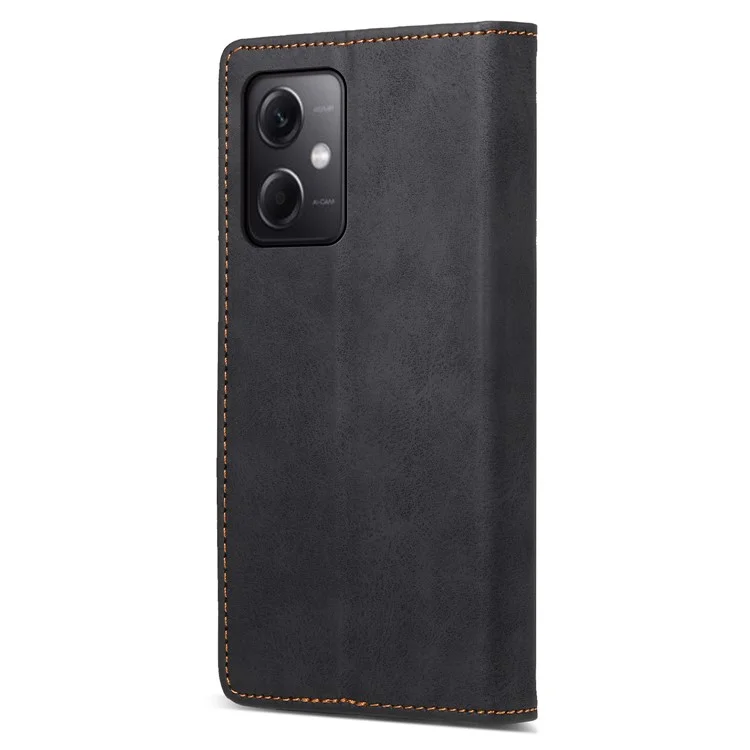DF-05 Для Xiaomi Redmi Note 12 5G (Китай) / (Индия) / (Глобальный) / Poco X5 5G Ретро кожаный чехол для телефона RFID с блокировкой бумажника и подставкой - Черный