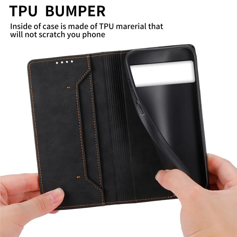 DF-05 For Google Pixel 8 Pro Business Solid Color Leather Phone Case RFID Blocking Wallet Stand Cover - Black