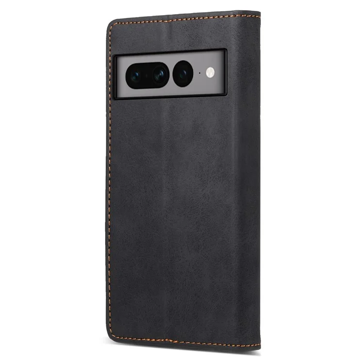 DF-05 Per Google Pixel 7 Pro 5G Custodia in Pelle Completamente Avvolta con Portafoglio RFID Blocking Stand Cover - Nero