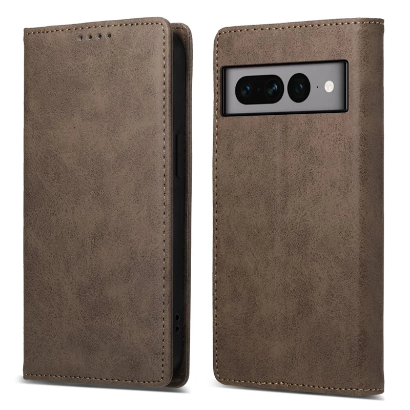 DF-05 til Google Pixel 7 Pro 5G helt omsluttende læderlomme med RFID-blokeringsfunktion og stander - Brun