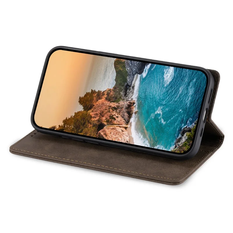 DF-05 til Google Pixel 7 Pro 5G helt omsluttende læderlomme med RFID-blokeringsfunktion og stander - Brun