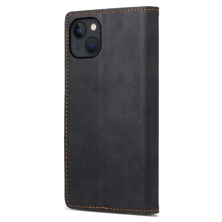 Funda de billetera con bloqueo RFID DF-05 para iPhone 13 de cuero PU con soporte y tapa plegable para empresas - Negro