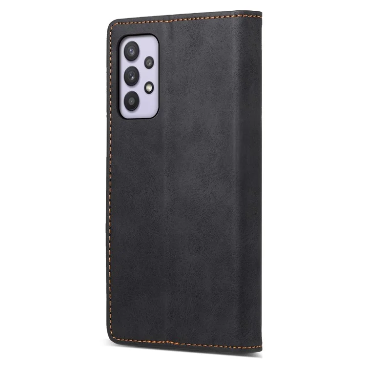 DF-05 PU Leder Handyhülle für Samsung Galaxy A32 5G / M32 5G mit Ständer, RFID-blockierender Business-Wallet-Flip-Cover - Schwarz
