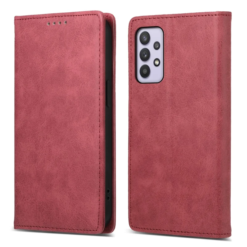 Capa de Telefone de Couro PU DF-05 para Samsung Galaxy A32 5G / M32 5G, Suporte RFID Blocking Business Wallet Flip Cover - Vermelho