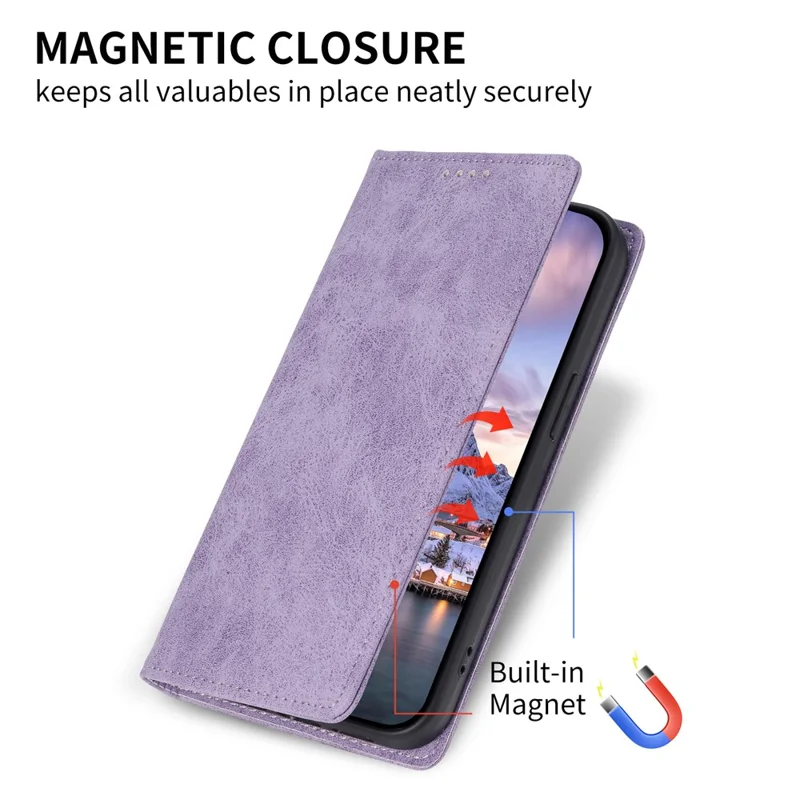 DF-05 PU Leather Phone Case for Samsung Galaxy A32 5G / M32 5G Stand RFID Blocking Business Wallet Flip Cover - Purple