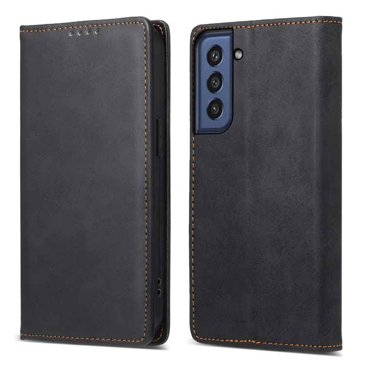 DF-05 для Samsung Galaxy S21 FE 5G PU Leather Business Case Stand RFID Blocking Wallet Phone Cover - Black