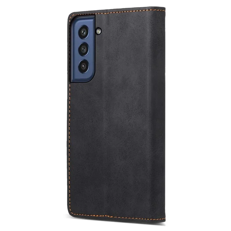DF-05 для Samsung Galaxy S21 FE 5G PU Leather Business Case Stand RFID Blocking Wallet Phone Cover - Black