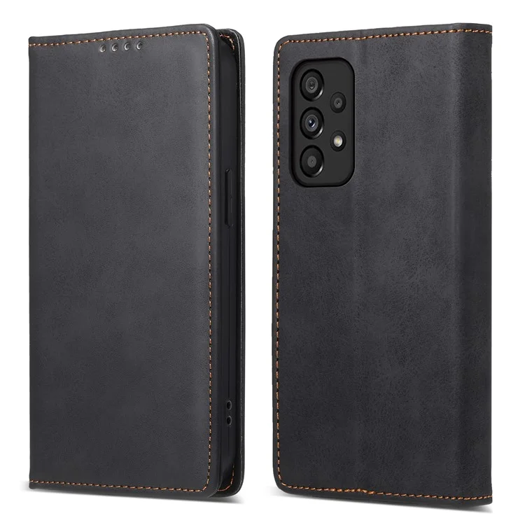 DF-05 Para Samsung Galaxy A53 5G RFID Blocking PU Leather Phone Case Stand Wallet Cover - Preto