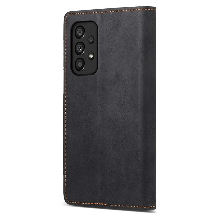 DF-05 Para Samsung Galaxy A53 5G RFID Blocking PU Leather Phone Case Stand Wallet Cover - Preto