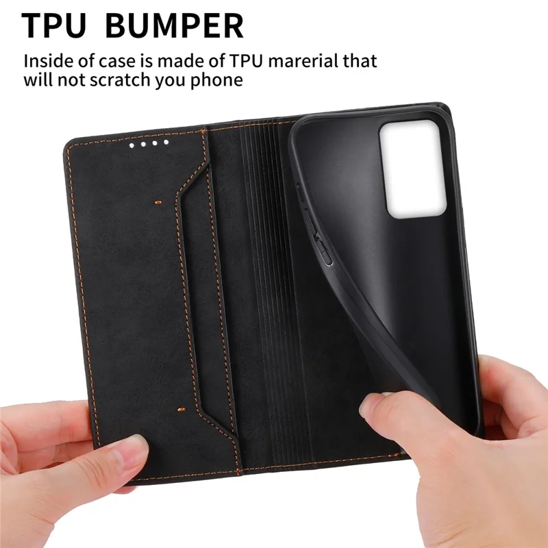 DF-05 Per Samsung Galaxy A13 4G / 5G Custodia in pelle con chiusura magnetica RFID Blocking Stand Wallet Phone Cover - Nero