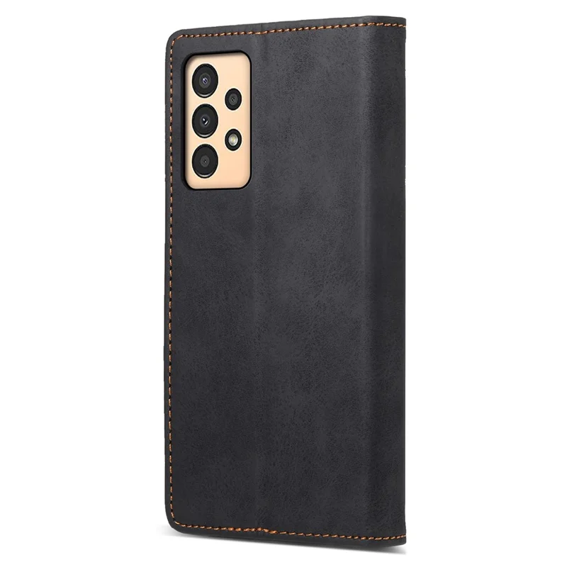 DF-05 Per Samsung Galaxy A13 4G / 5G Custodia in pelle con chiusura magnetica RFID Blocking Stand Wallet Phone Cover - Nero