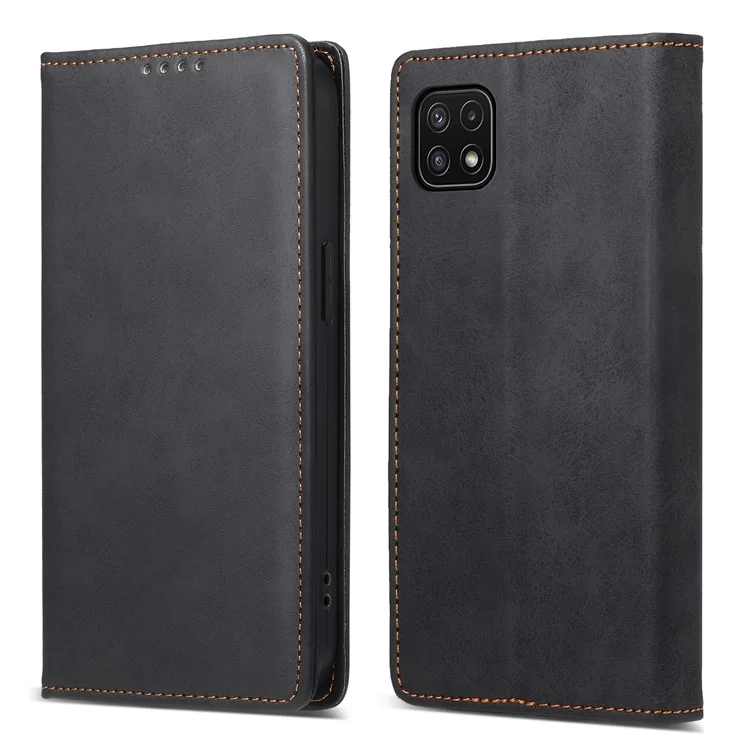 DF-05 Para Samsung Galaxy A22 5G (Versão da UE) Caso de telefone carteira de bloqueio RFID Capa de couro Suporte Antiimpacto - Preto