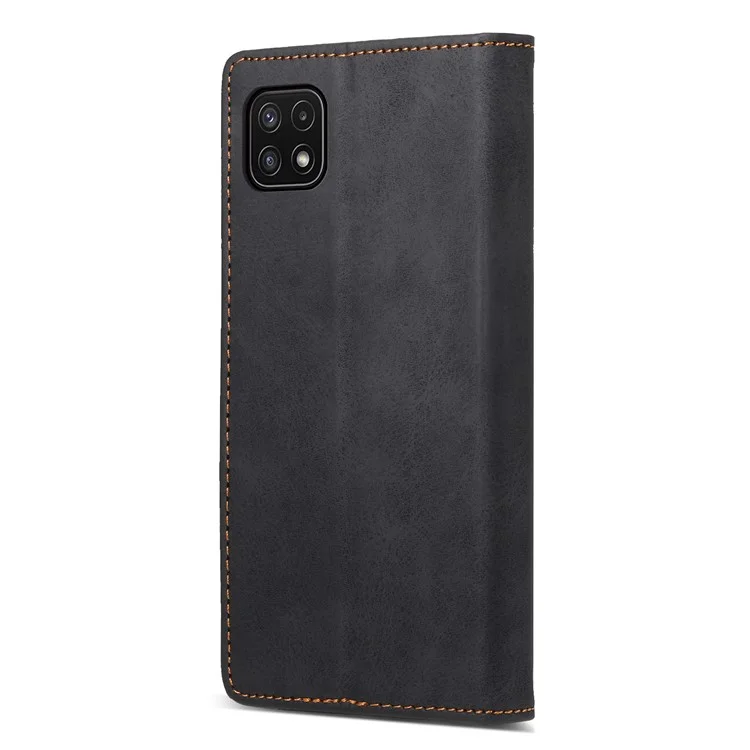 DF-05 Para Samsung Galaxy A22 5G (Versão da UE) Caso de telefone carteira de bloqueio RFID Capa de couro Suporte Antiimpacto - Preto