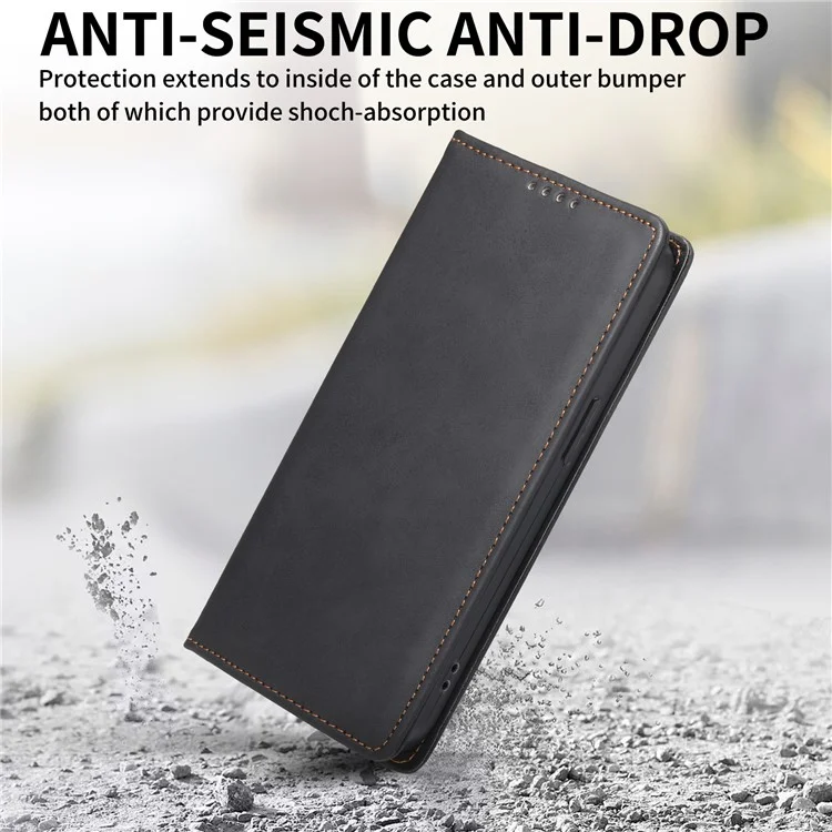DF-05 Para Samsung Galaxy A22 5G (Versão da UE) Caso de telefone carteira de bloqueio RFID Capa de couro Suporte Antiimpacto - Preto