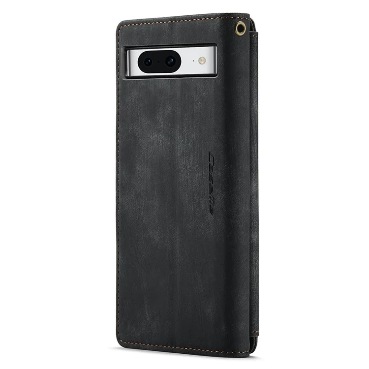CASEME C30 Series для Google Pixel 8 Чехол-книжка с держателем и карманом на молнии из искусственной кожи с отделениями для карт - черный