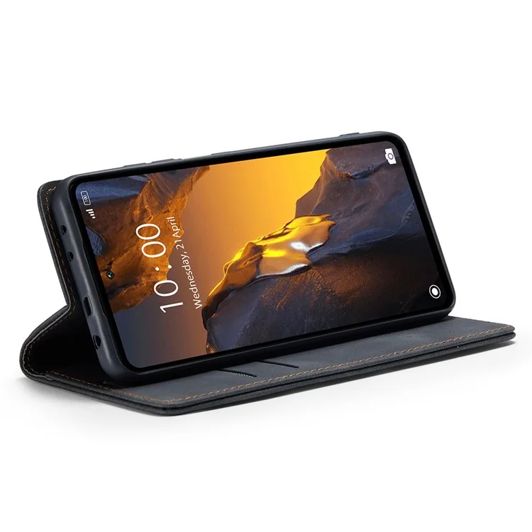 CASEME 013 Series For Xiaomi Poco F5 5G / Redmi Note 12 Turbo Estuche de cartera de piel sintética Funda de teléfono con soporte - Negro