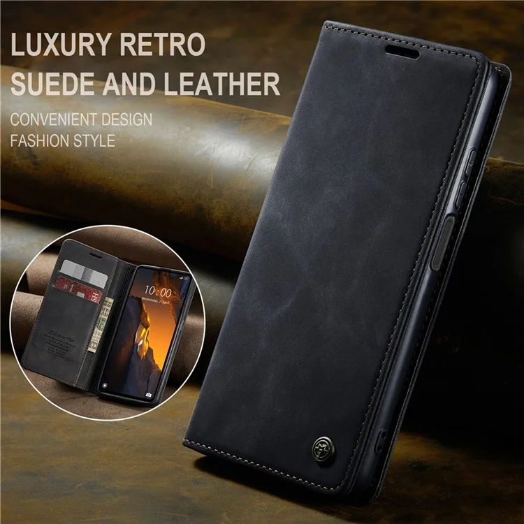 CASEME 013 Series For Xiaomi Poco F5 5G / Redmi Note 12 Turbo Estuche de cartera de piel sintética Funda de teléfono con soporte - Negro