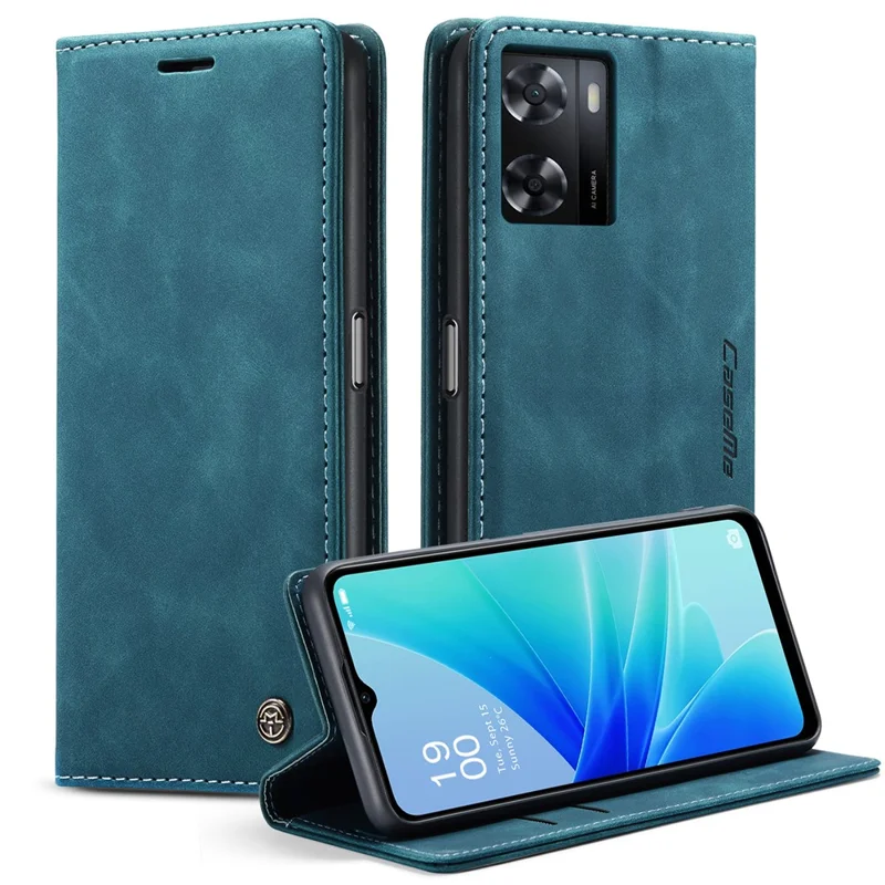 CASEME 013 Series Funda de Cuero para Oppo A57 4G / A57s 4G / A57e 4G / A77 4G / A77s 4G / OnePlus Nord N20 SE 4G Cartera Soporte para Teléfono - Azul