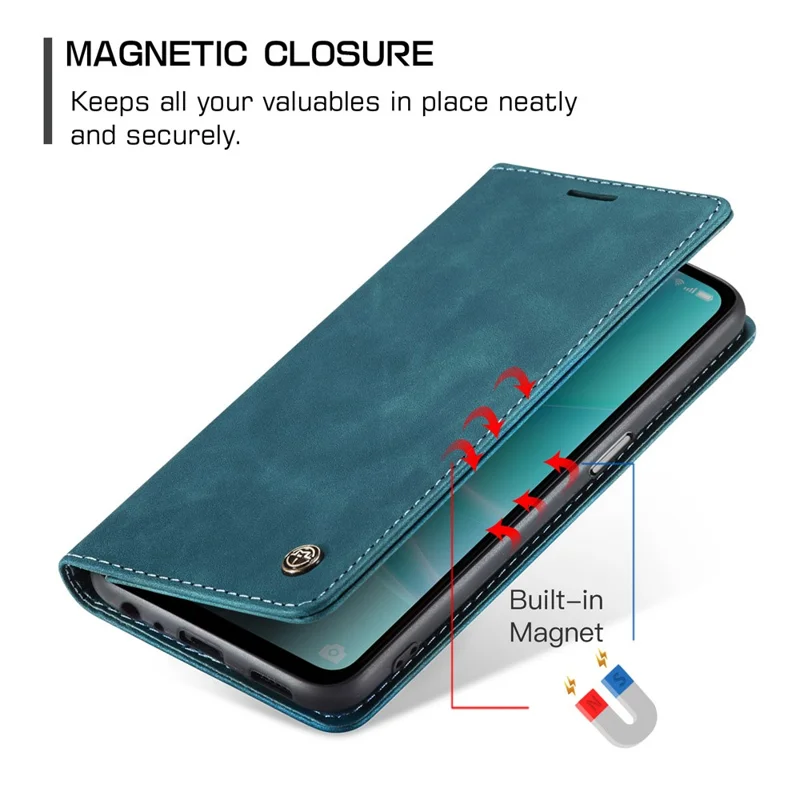 CASEME 013 Series Funda de Cuero para Oppo A57 4G / A57s 4G / A57e 4G / A77 4G / A77s 4G / OnePlus Nord N20 SE 4G Cartera Soporte para Teléfono - Azul