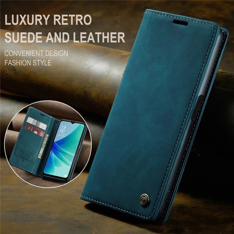 CASEME 013 Series Funda de Cuero para Oppo A57 4G / A57s 4G / A57e 4G / A77 4G / A77s 4G / OnePlus Nord N20 SE 4G Cartera Soporte para Teléfono - Azul