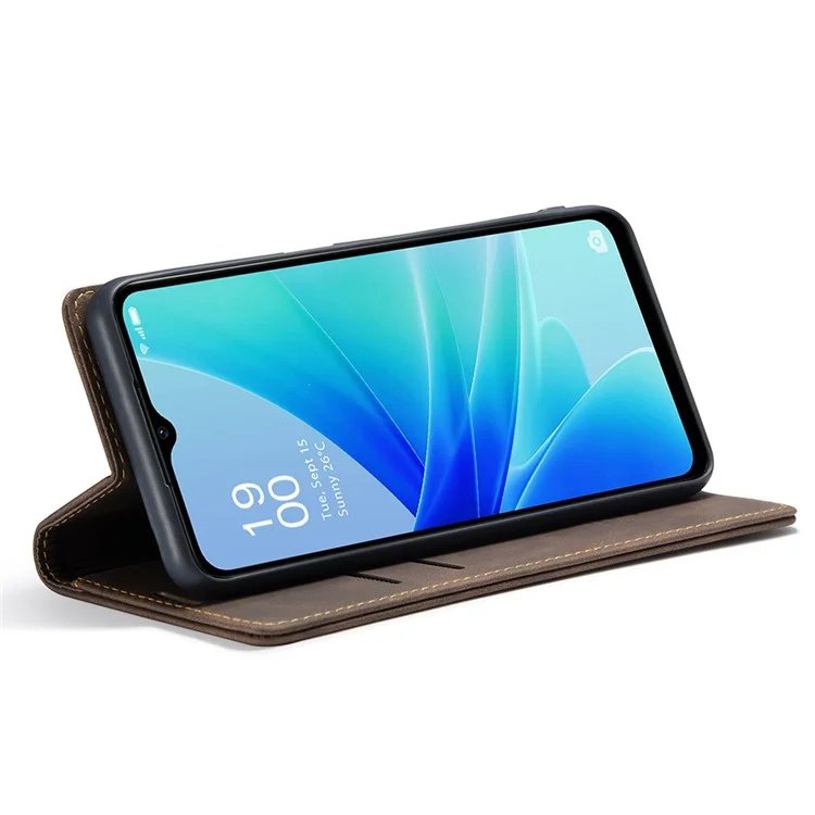 CASEME 013 Serie Funda de Piel para Oppo A57 4G / A57s 4G / A57e 4G / A77 4G / A77s 4G / OnePlus Nord N20 SE 4G Cartera Soporte Cubierta de Teléfono - Café