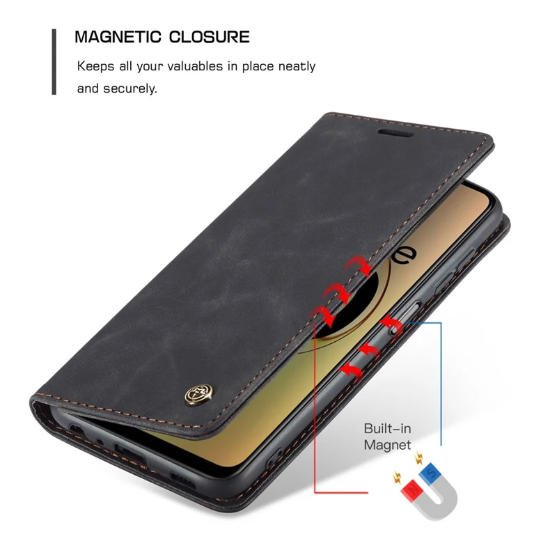 CASEME 013 Serie para Realme 10 4G Funda de billetera de piel sintética con soporte Flip Cell Phone Cover - Negro