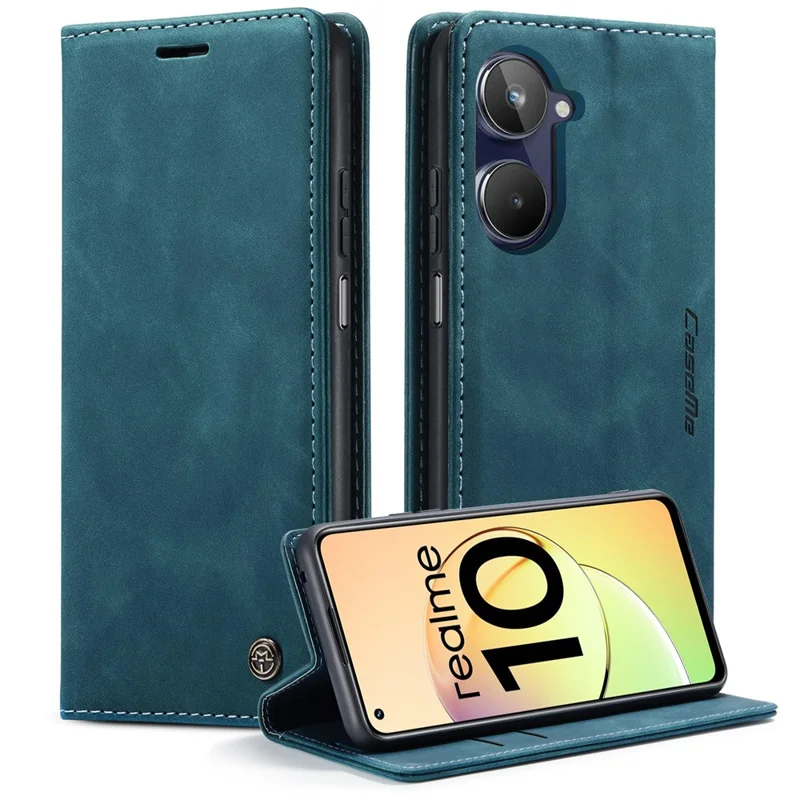 CASEME 013 Series For Realme 10 4G PU Leather Stand Wallet Case Flip Cell Phone Cover - Blue