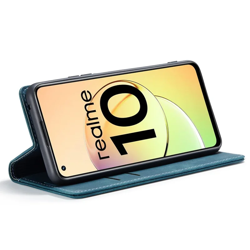 CASEME 013 Series For Realme 10 4G PU Leather Stand Wallet Case Flip Cell Phone Cover - Blue