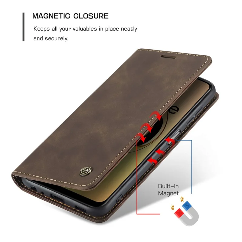 CASEME 013 Series For Realme 10 4G PU Leather Stand Wallet Case Flip Cell Phone Cover - Coffee