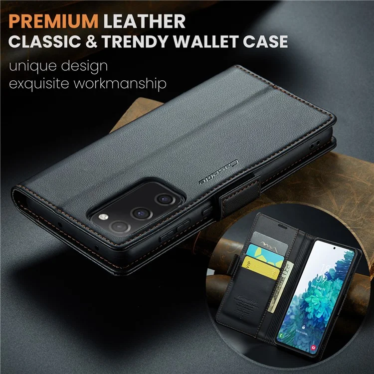CASEME 023 Serie per Samsung Galaxy S20 FE / S20 FE 5G / S20 FE 2022 / S20 Lite Custodia in Pelle Portafoglio con Blocco RFID - Nero
