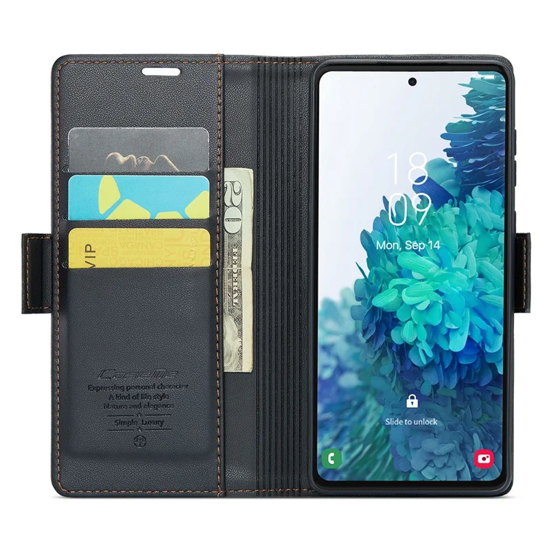 CASEME 023 Serie per Samsung Galaxy S20 FE / S20 FE 5G / S20 FE 2022 / S20 Lite Custodia in Pelle Portafoglio con Blocco RFID - Nero