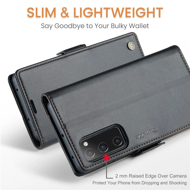 CASEME 023 Serie per Samsung Galaxy S20 FE / S20 FE 5G / S20 FE 2022 / S20 Lite Custodia in Pelle Portafoglio con Blocco RFID - Nero