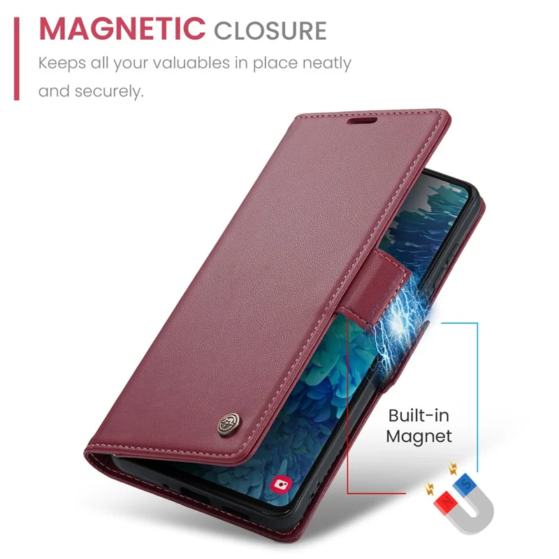 CASEME 023 Série pour Samsung Galaxy S20 FE / S20 FE 5G / S20 FE 2022 / S20 Lite Étui en cuir Portefeuille Couverture de blocage RFID - Rouge