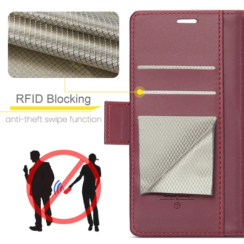 CASEME 023 Série pour Samsung Galaxy S20 FE / S20 FE 5G / S20 FE 2022 / S20 Lite Étui en cuir Portefeuille Couverture de blocage RFID - Rouge
