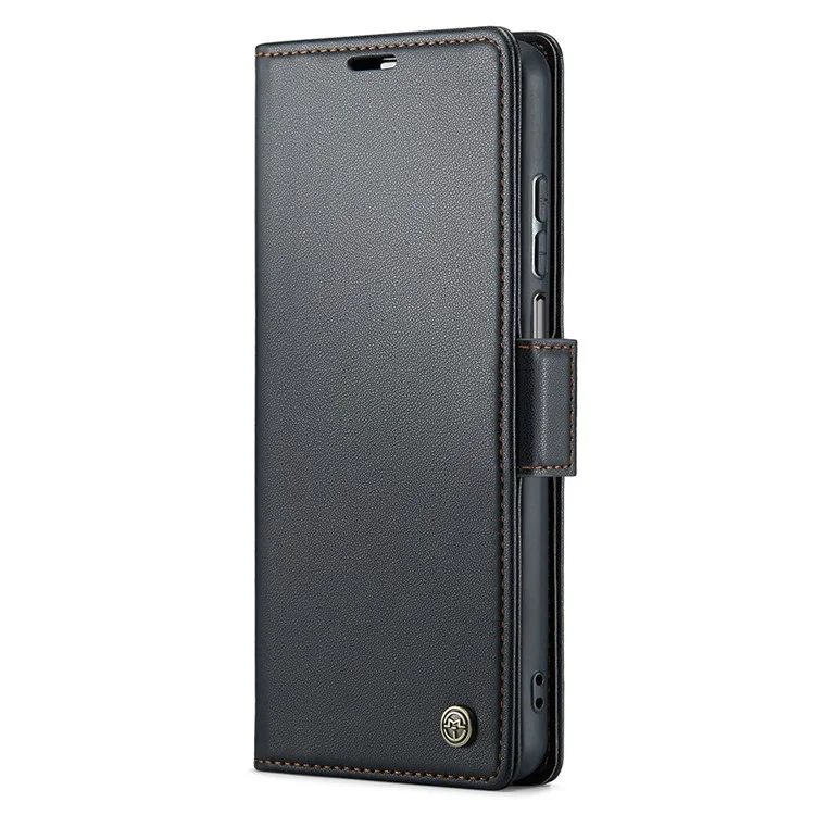 CASEME 023 Serie für Xiaomi Redmi Note 9S 4G / Note 9 Pro 4G / Note 9 Pro Max Brieftaschen-Handyhülle RFID-Blockierung Stativ Lederhülle - Schwarz