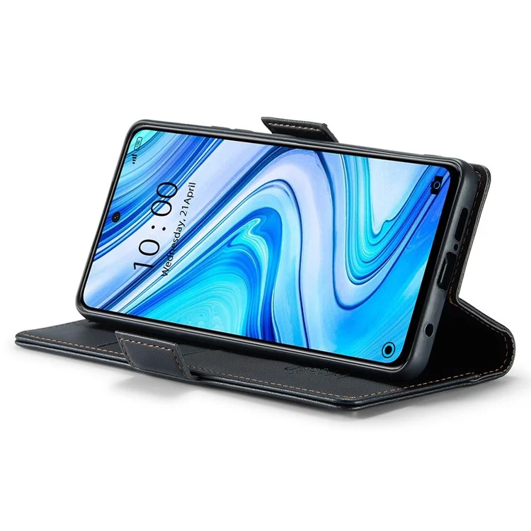 CASEME 023 Serie für Xiaomi Redmi Note 9S 4G / Note 9 Pro 4G / Note 9 Pro Max Brieftaschen-Handyhülle RFID-Blockierung Stativ Lederhülle - Schwarz