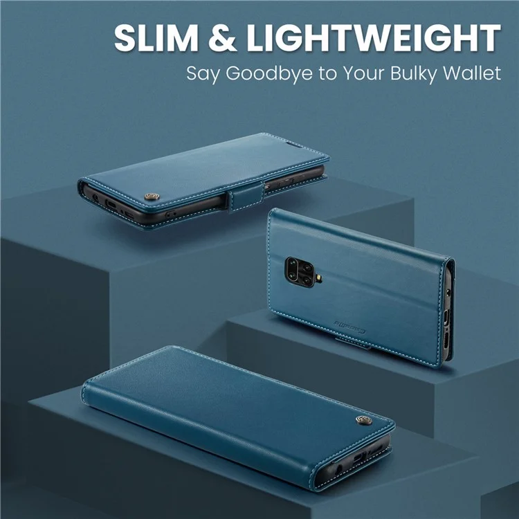 For Xiaomi Redmi Note 9S 4G / Note 9 Pro 4G / Note 9 Pro Max Leather Case CASEME 023 RFID Blocking 3 Card Slot Mobile Cover - Blue