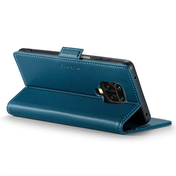 For Xiaomi Redmi Note 9S 4G / Note 9 Pro 4G / Note 9 Pro Max Leather Case CASEME 023 RFID Blocking 3 Card Slot Mobile Cover - Blue