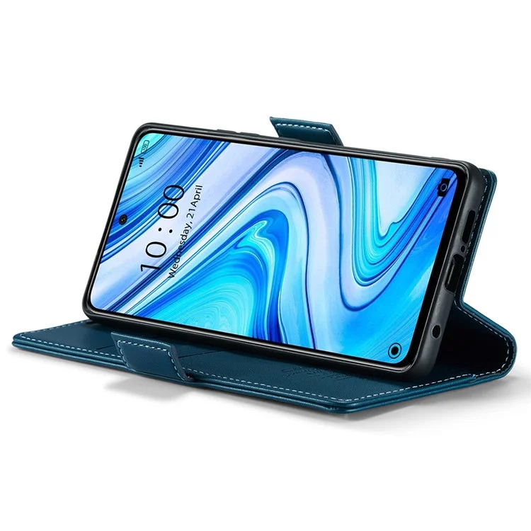 For Xiaomi Redmi Note 9S 4G / Note 9 Pro 4G / Note 9 Pro Max Leather Case CASEME 023 RFID Blocking 3 Card Slot Mobile Cover - Blue